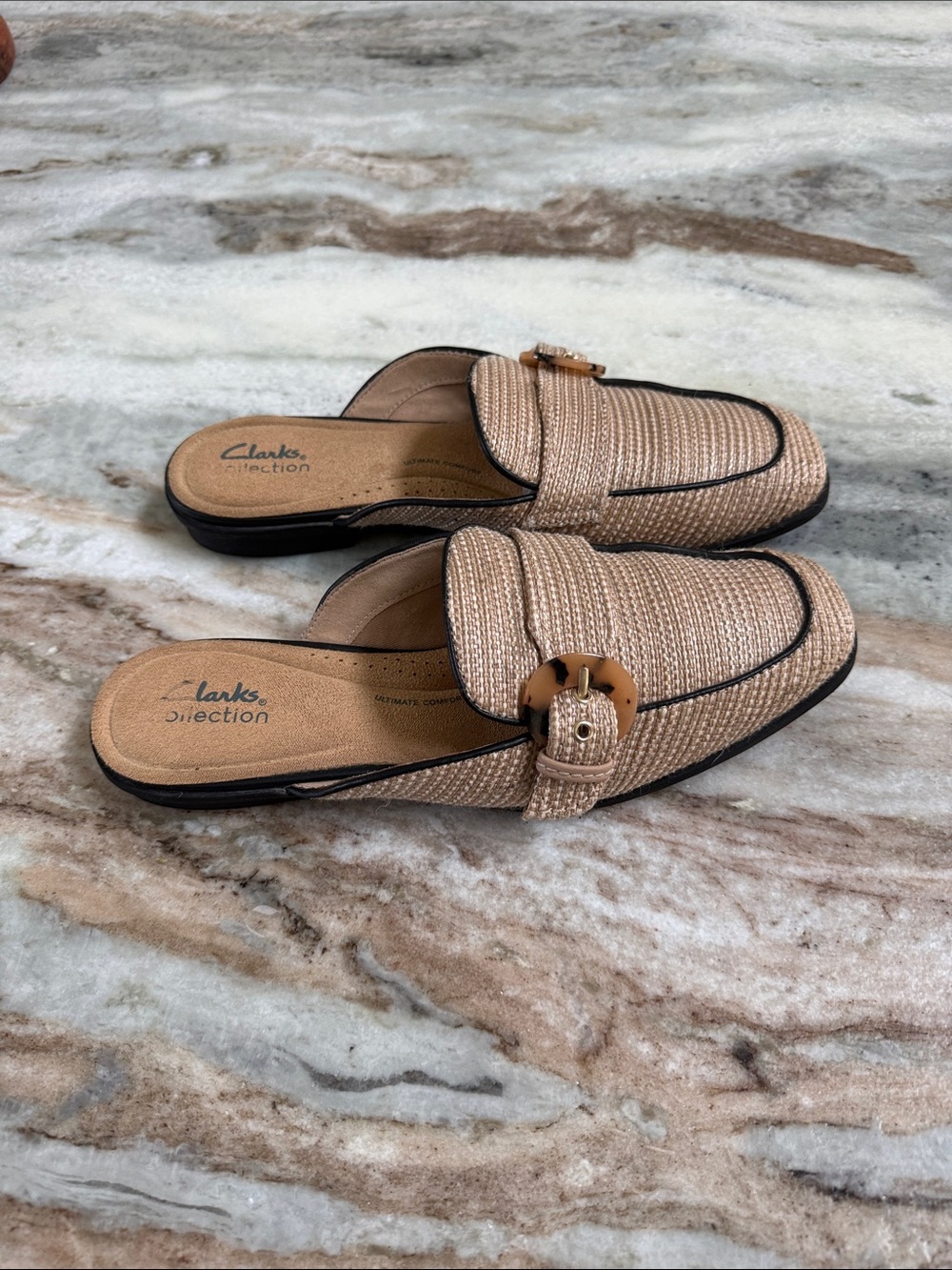 Clark’s Collection sz 9 Summer tan tweed mule